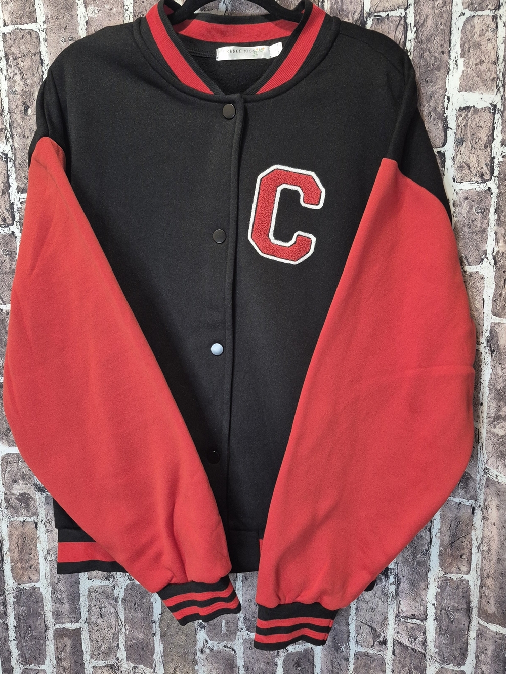 NWT Orange Kiss Chicago 1994 Varsity Bomber Jacket Black Red L - Picture 3 of 16